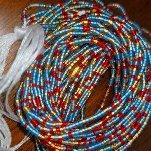 Lovely red/blue belly Chain waistbeads handmade Jewelry.
